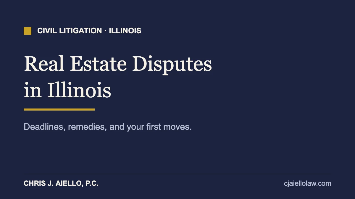 Real estate disputes Illinois guide: deadlines, remedies, and first moves