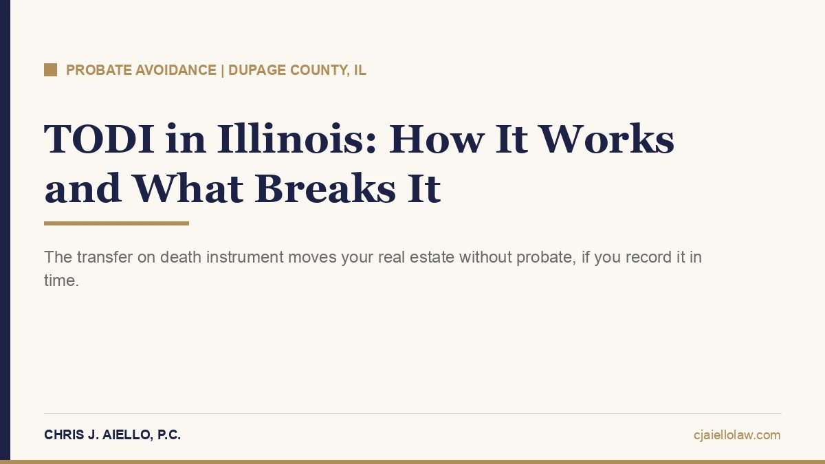 TODI Illinois title card explaining the transfer on death instrument